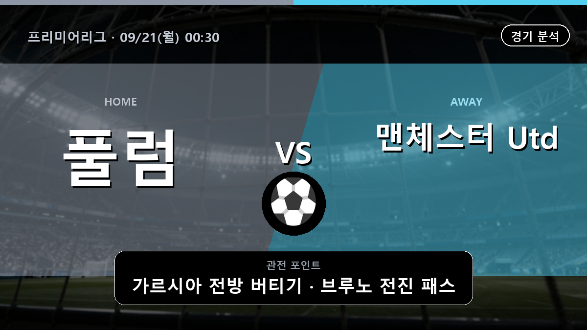 풀럼 맨체스터 Utd 프리미어리그 경기 분석과 중계 정보