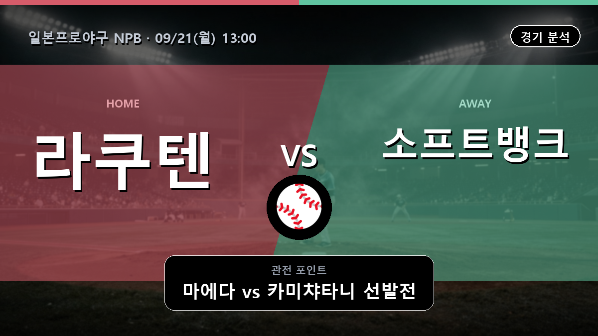 라쿠텐 소프트뱅크 일본프로야구 NPB 경기 분석과 중계 정보