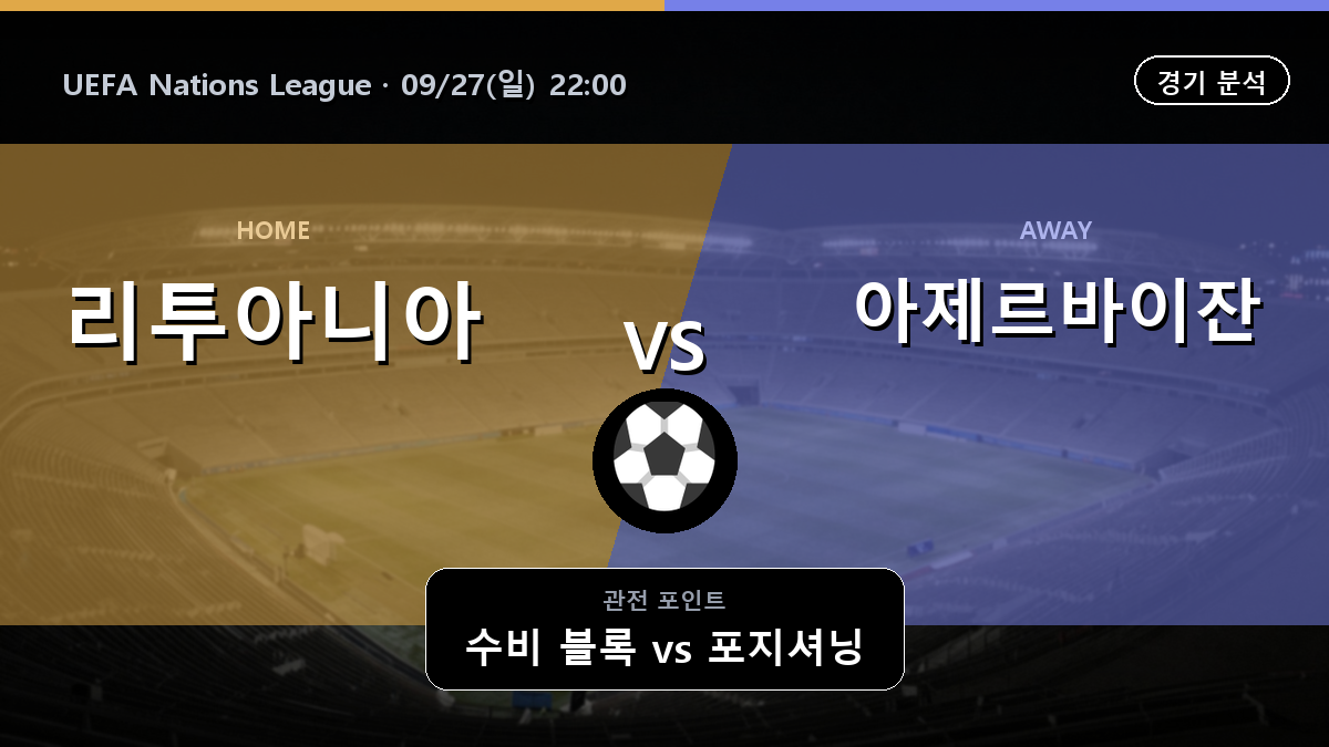 리투아니아 아제르바이잔 UEFA Nations League 경기 분석과 중계 정보