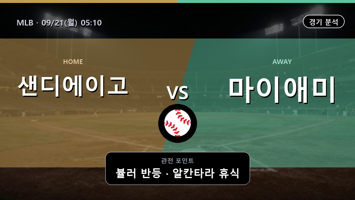 샌디에이고 마이애미 MLB 경기 분석과 중계 정보
