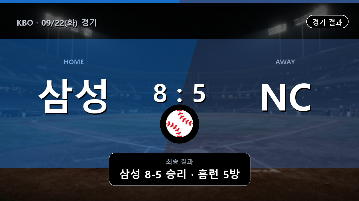 삼성 NC KBO 경기 하이라이트 결과와 중계 정보