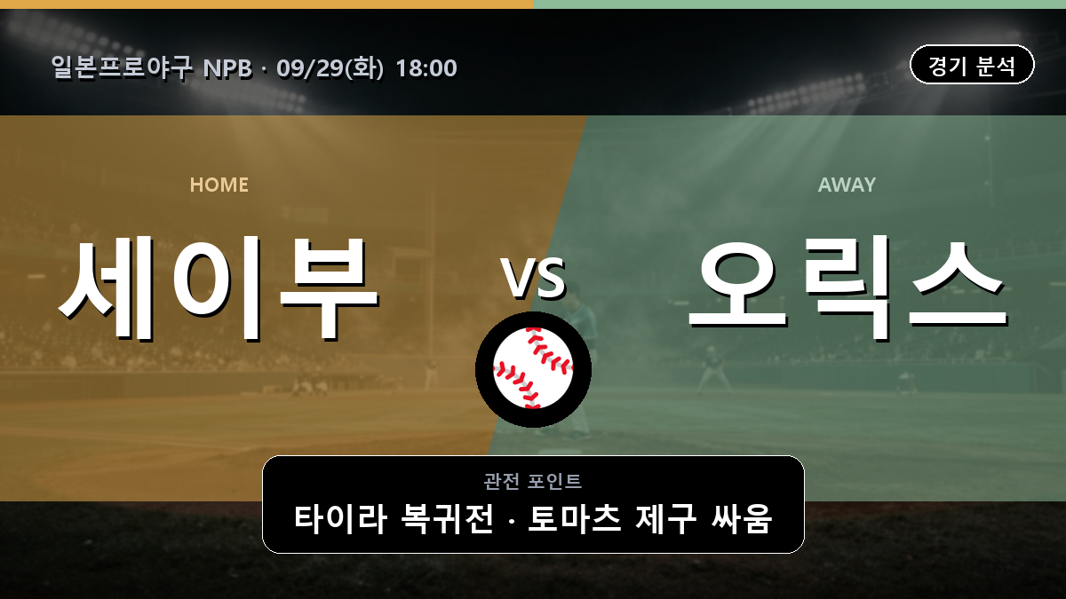 세이부 오릭스 일본프로야구 NPB 경기 분석과 중계 정보