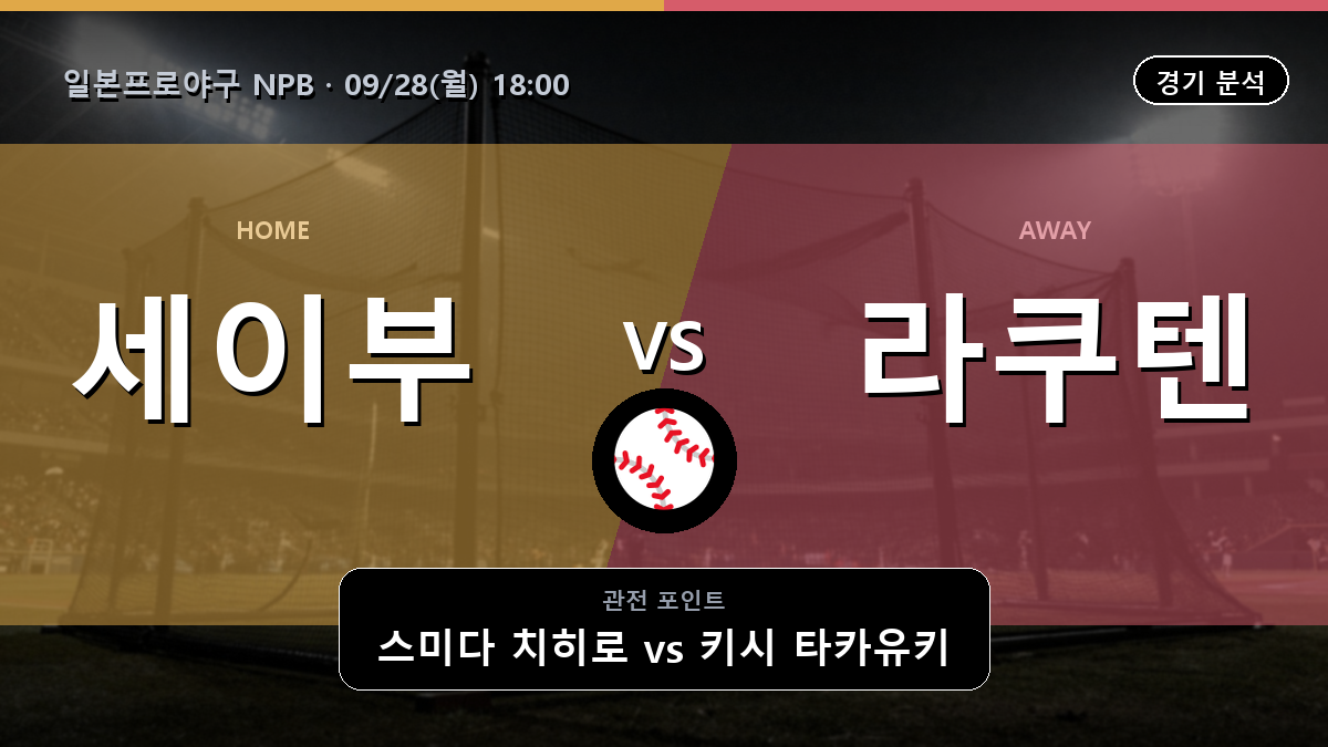 세이부 라쿠텐 일본프로야구 NPB 경기 분석과 중계 정보