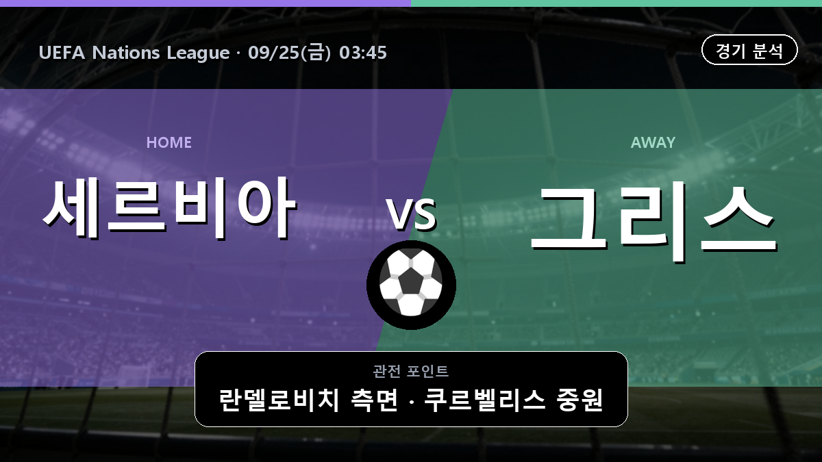 세르비아 그리스 UEFA Nations League 경기 분석과 중계 정보