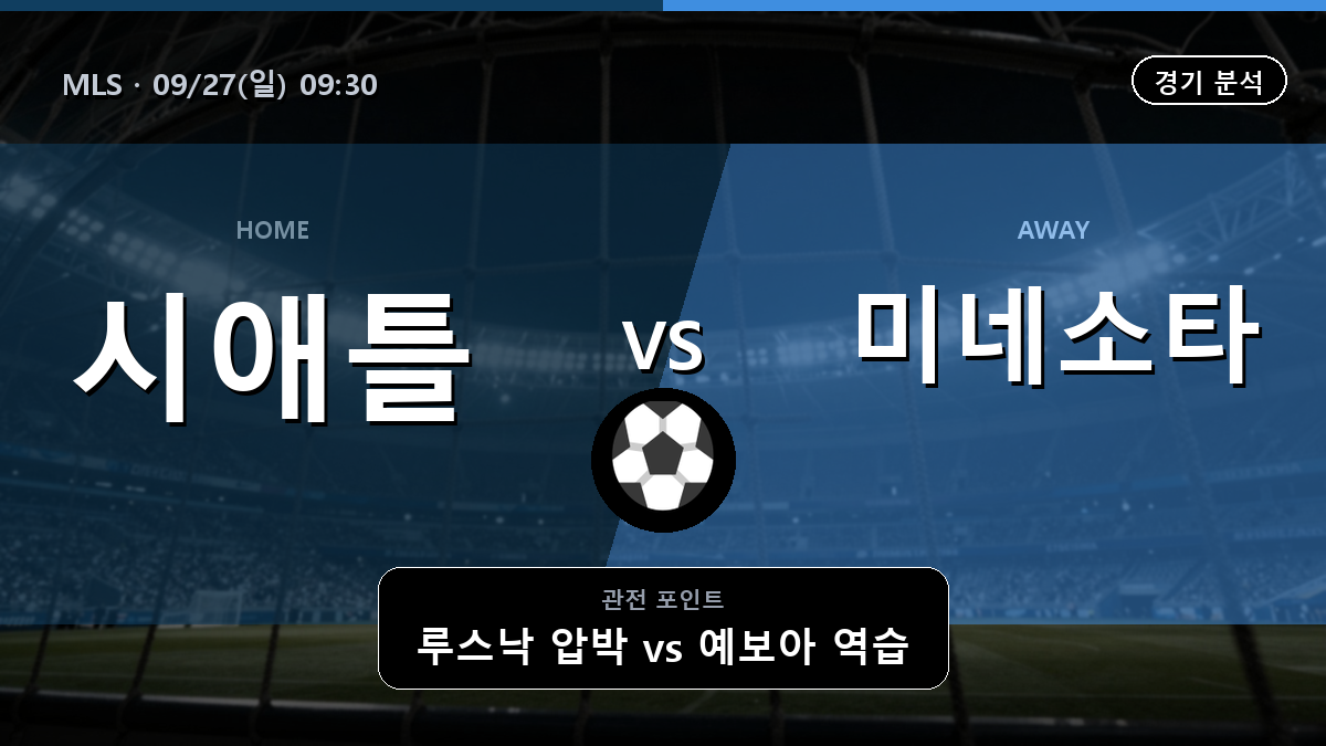 시애틀 사운더스 미네소타 유나이티드 MLS 경기 분석과 중계 정보