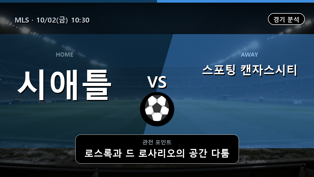 시애틀 사운더스 스포팅 캔자스시티 MLS 경기 분석과 중계 정보