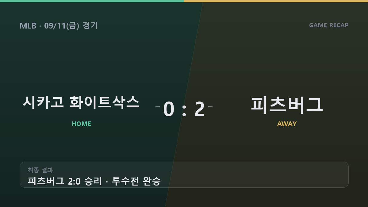 시카고 화이트삭스 피츠버그 MLB 하이라이트 최종 스코어 카드