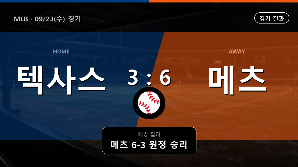 텍사스 뉴욕 메츠 MLB 경기 하이라이트 결과와 중계 정보