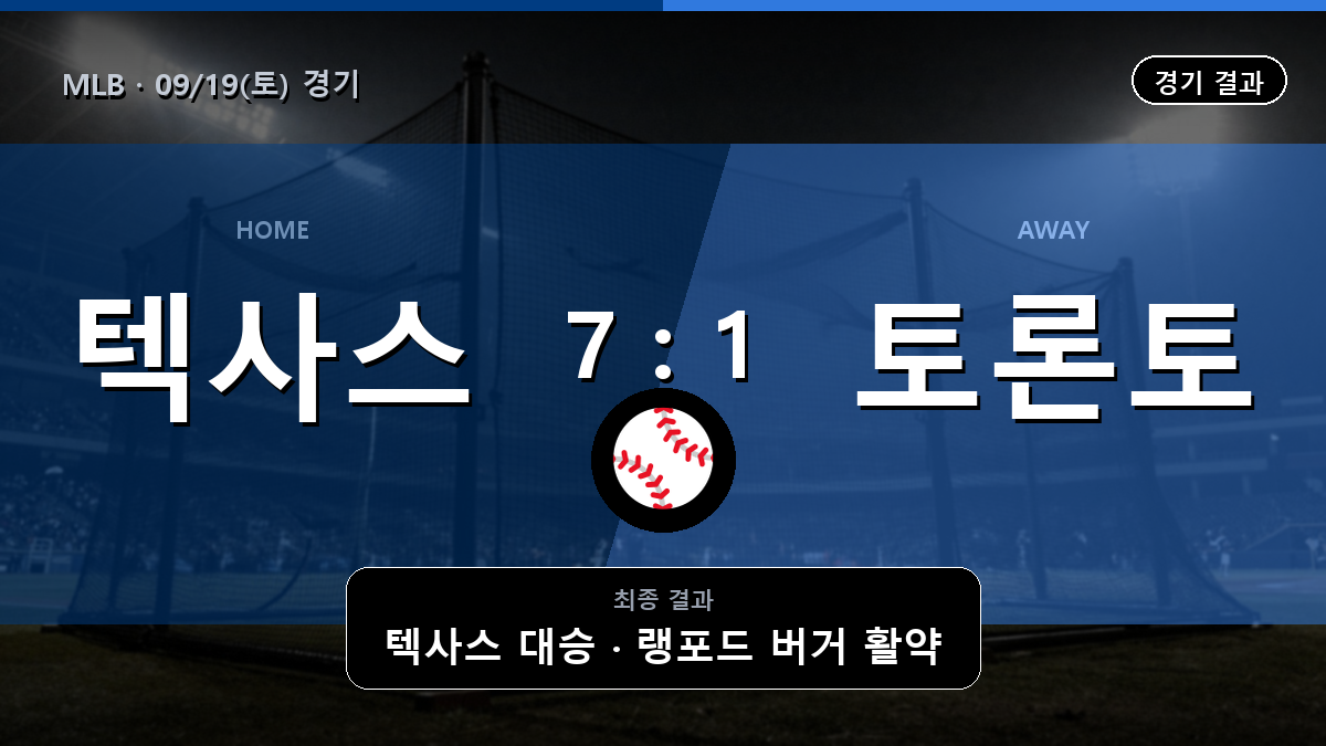 텍사스 토론토 MLB 경기 하이라이트 결과와 중계 정보