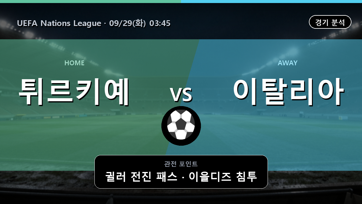 튀르키예 이탈리아 UEFA Nations League 경기 분석과 중계 정보