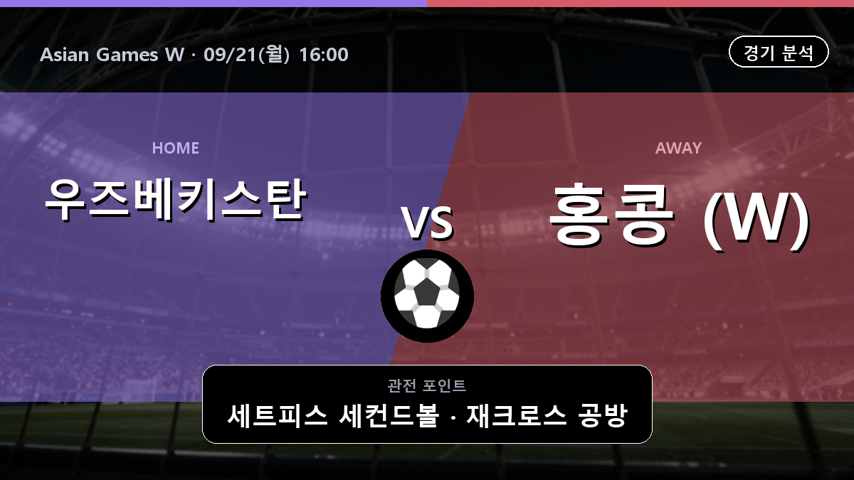 우즈베키스탄 (W) 홍콩 (W) Asian Games W 경기 분석과 중계 정보