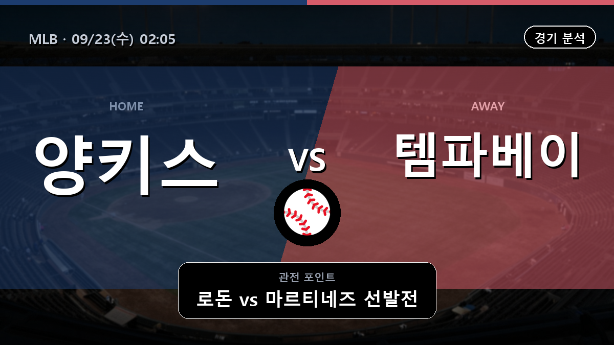 뉴욕 양키스 템파베이 MLB 경기 분석과 중계 정보