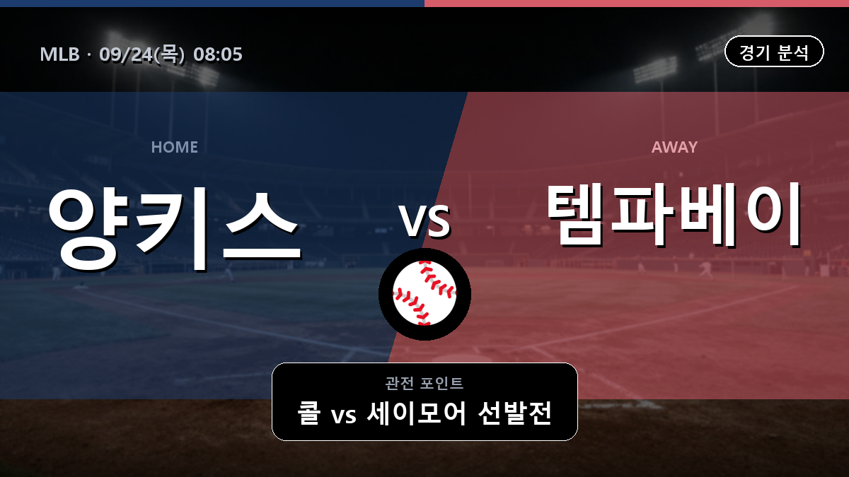뉴욕 양키스 템파베이 MLB 경기 분석과 중계 정보