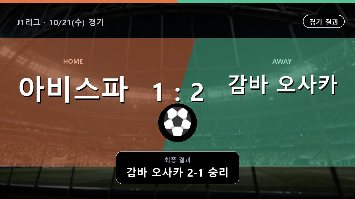 아비스파 감바 오사카 J1리그 경기 하이라이트 결과와 중계 정보