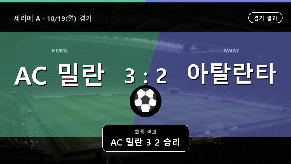 밀란 아탈란타 세리에 A 경기 하이라이트 결과와 중계 정보