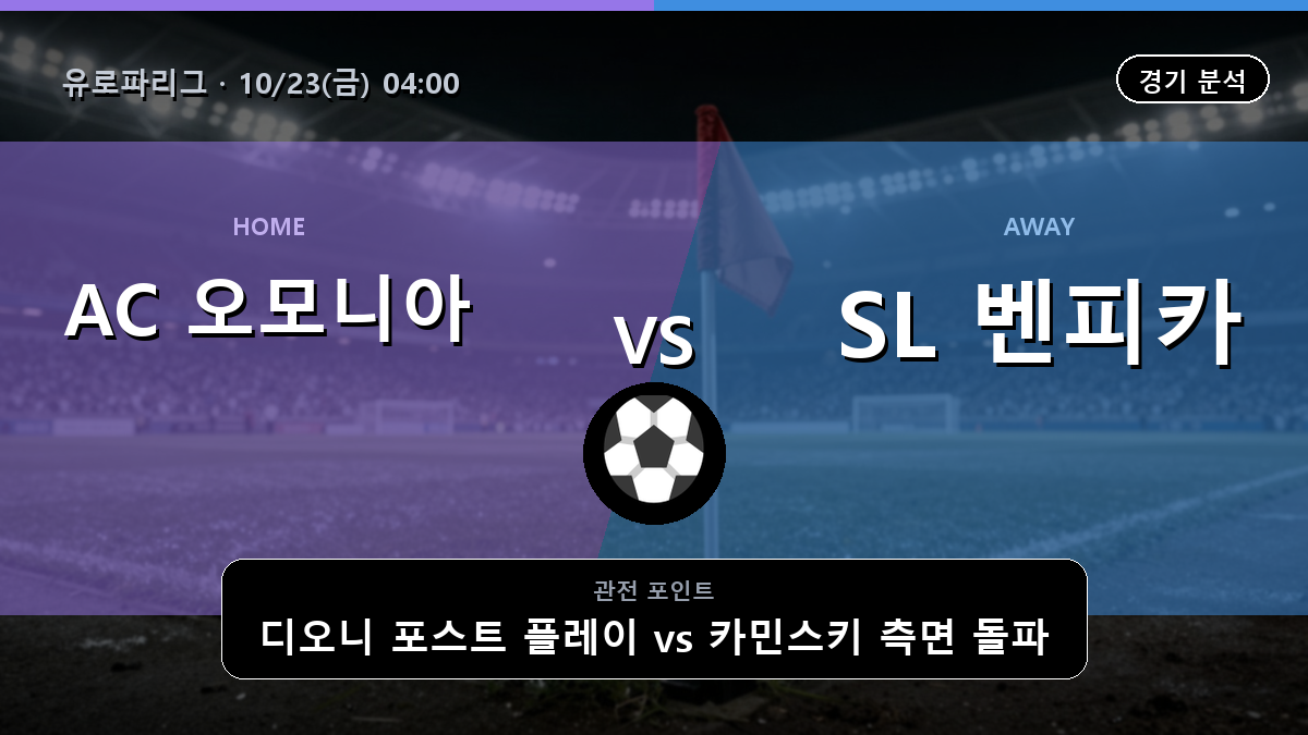 오모니아 SL 벤피카 유로파리그 경기 분석과 중계 정보