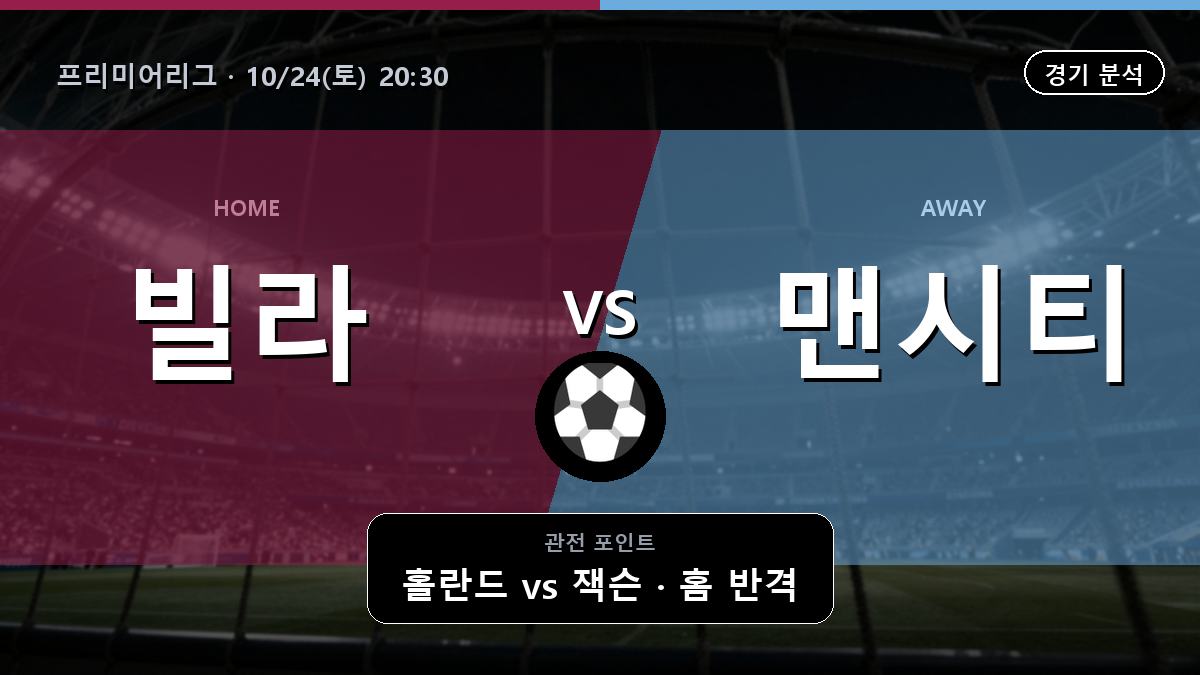 애스턴 빌라 맨시티 프리미어리그 경기 분석과 중계 정보