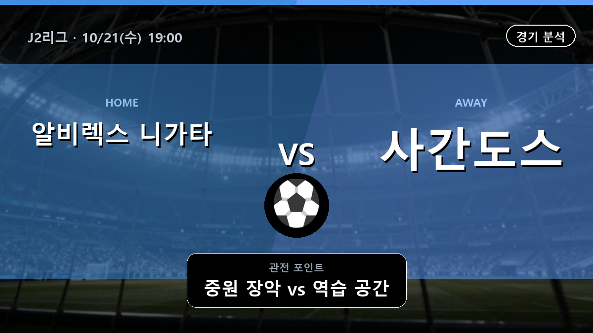 알비렉스 니가타 사간도스 J2리그 경기 분석과 중계 정보