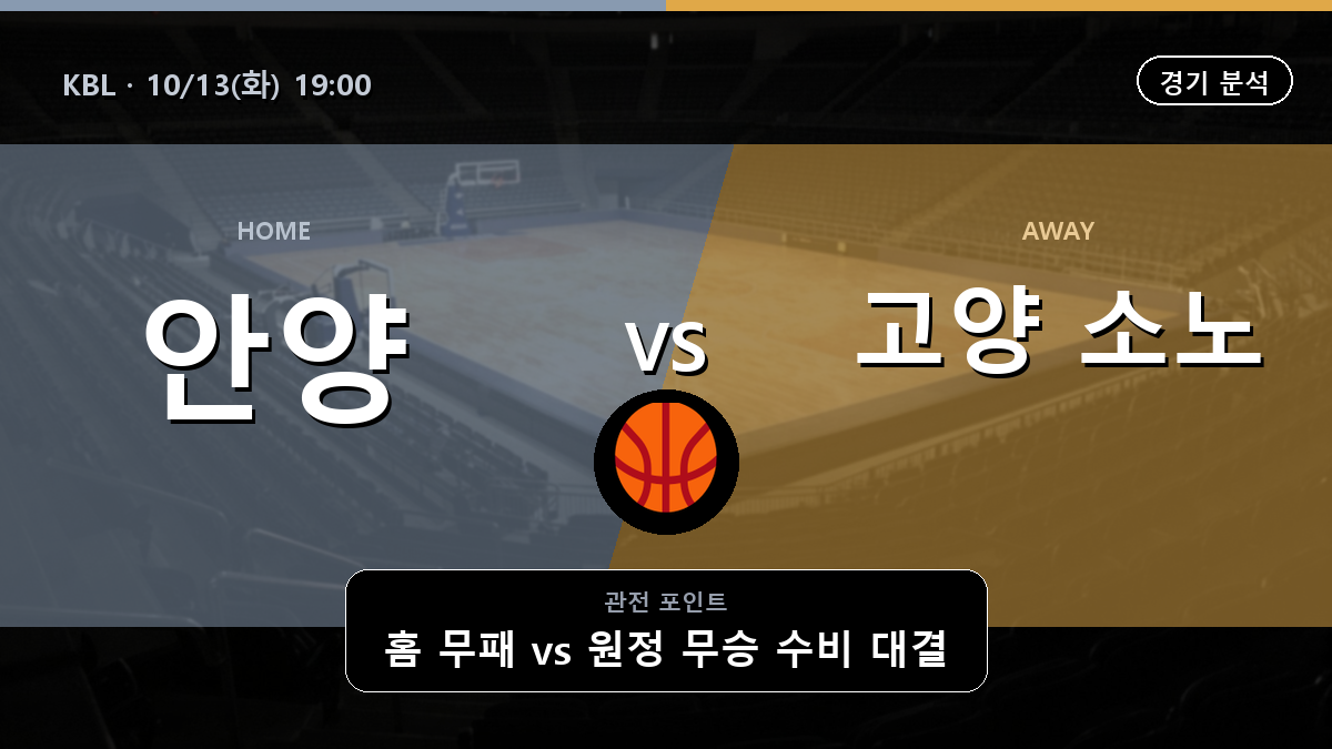 안양 정관장 고양 소노 KBL 경기 분석과 중계 정보