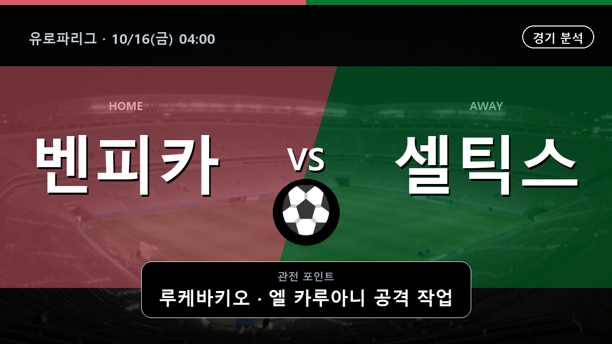 벤피카 셀틱 유로파리그 경기 분석과 중계 정보