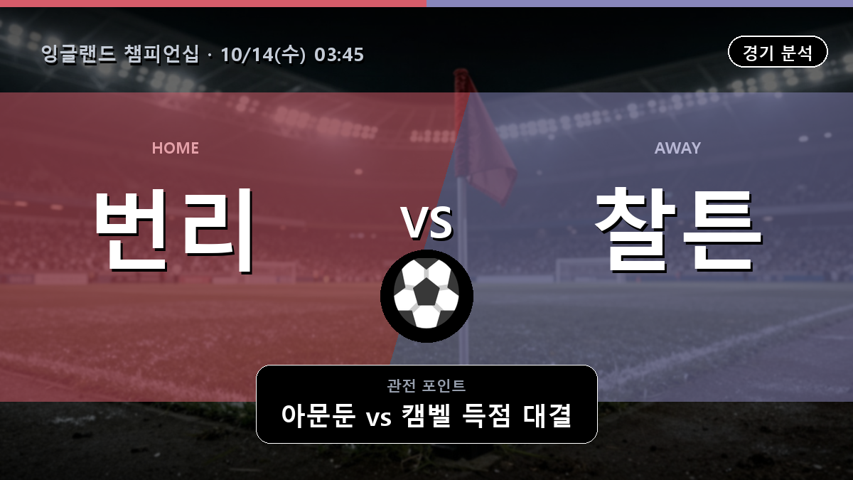 번리 찰튼 잉글랜드 챔피언십 경기 분석과 중계 정보