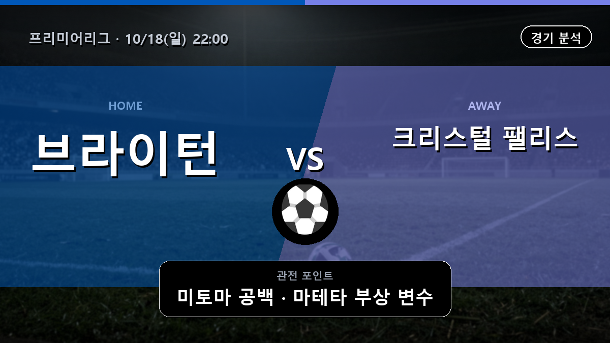 브라이턴 크리스털 팰리스 프리미어리그 경기 분석과 중계 정보
