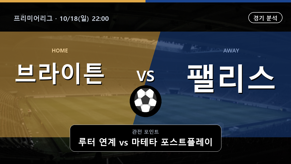 브라이튼 크리스탈 팰리스 프리미어리그 경기 분석과 중계 정보