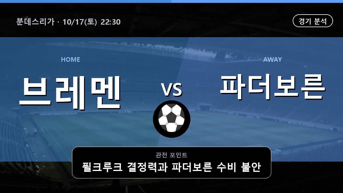 브레멘 파더보른 분데스리가 경기 분석과 중계 정보