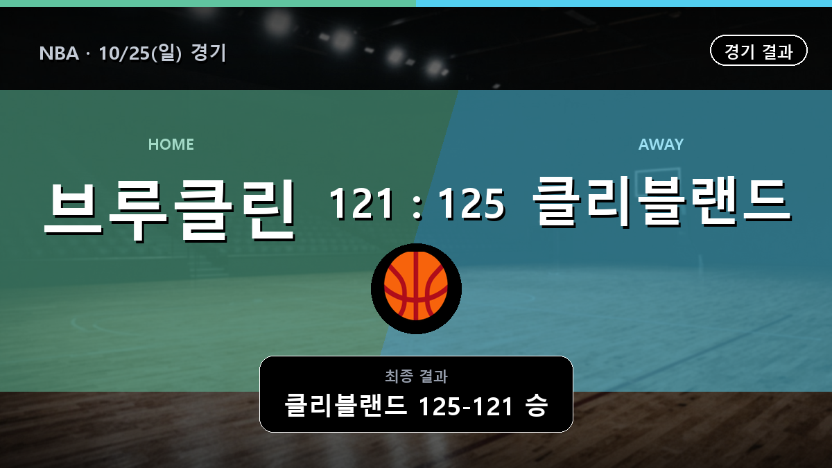 브루클린 클리블랜드 NBA 경기 하이라이트 결과와 중계 정보