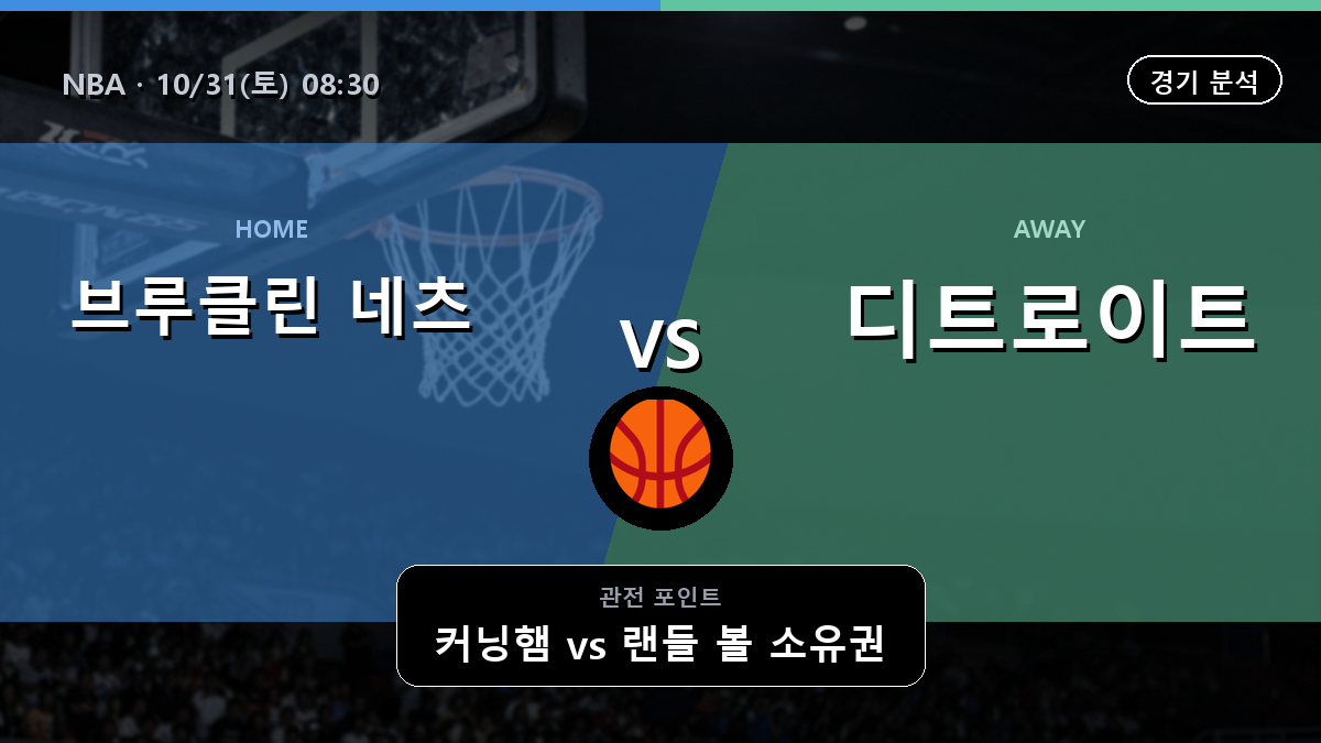 브루클린 네츠 디트로이트 피스톤스 NBA 경기 분석과 중계 정보