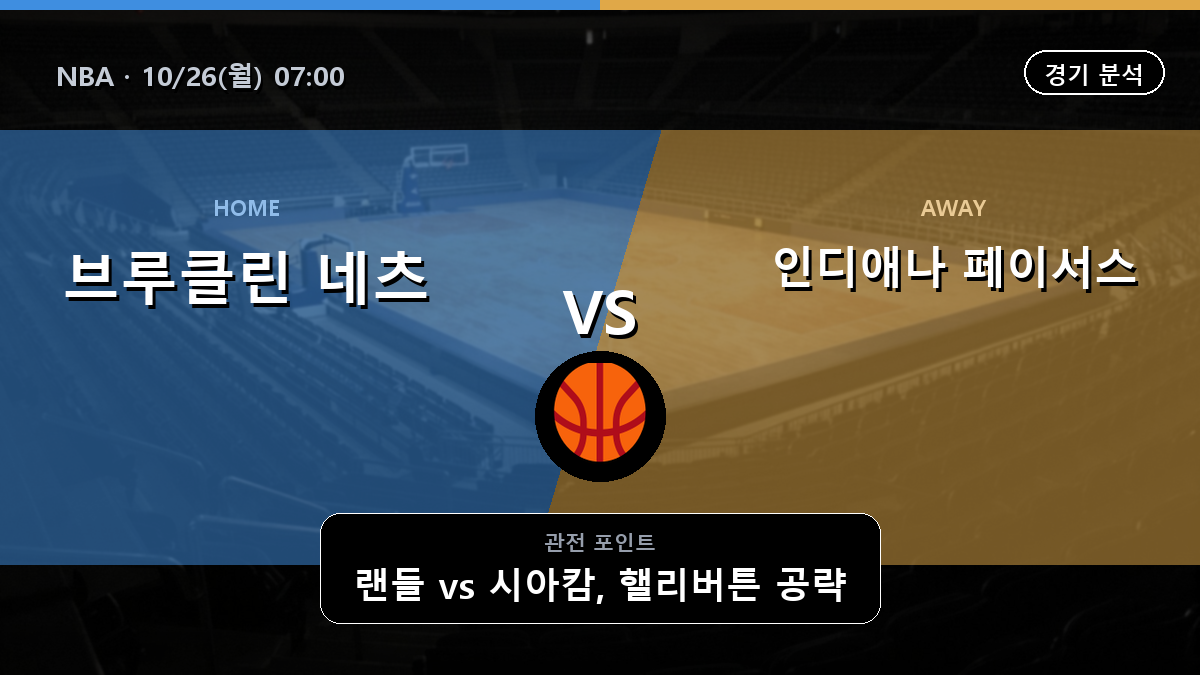 브루클린 네츠 인디애나 페이서스 NBA 경기 분석과 중계 정보