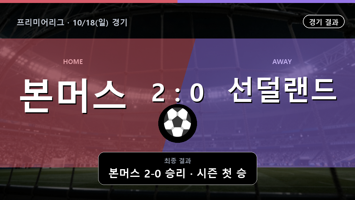 본머스 선덜랜드 프리미어리그 경기 하이라이트 결과와 중계 정보