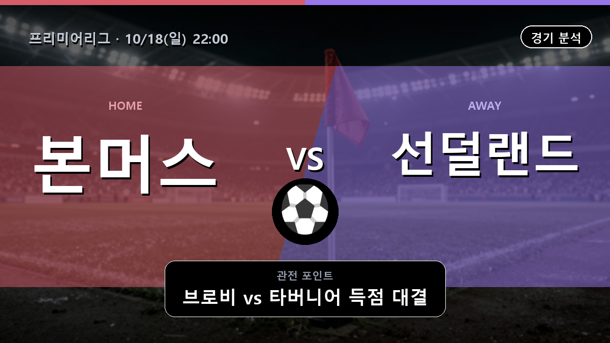 본머스 선덜랜드 프리미어리그 경기 분석과 중계 정보