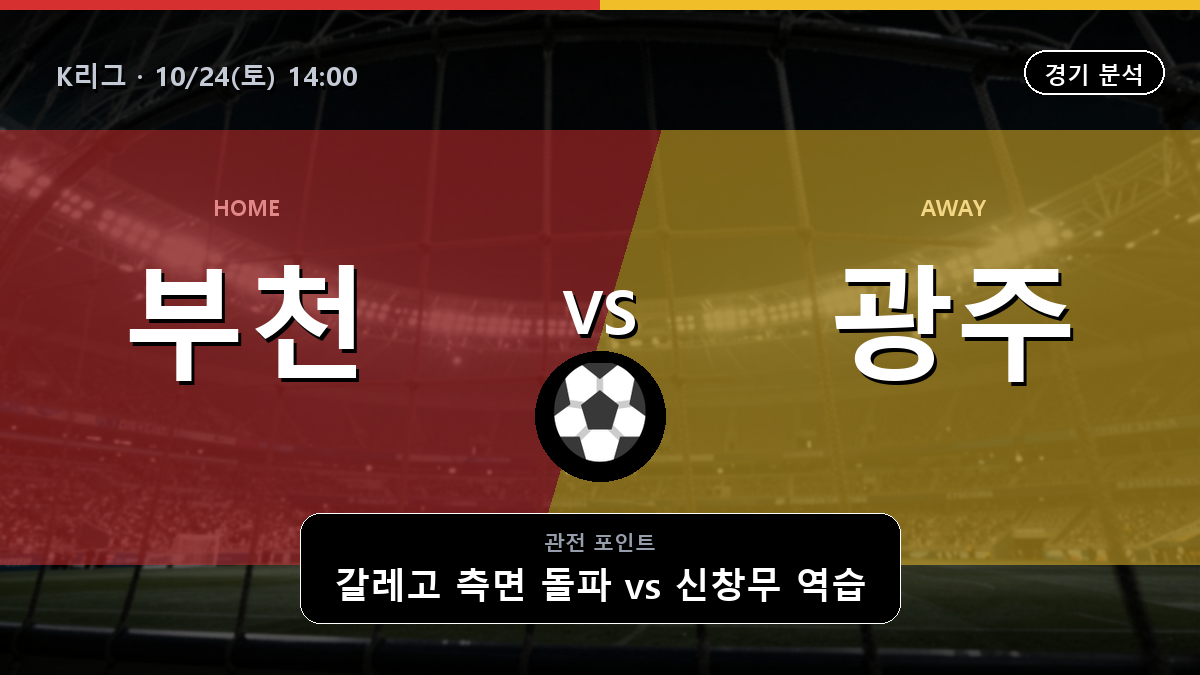 부천 광주 K리그 경기 분석과 중계 정보