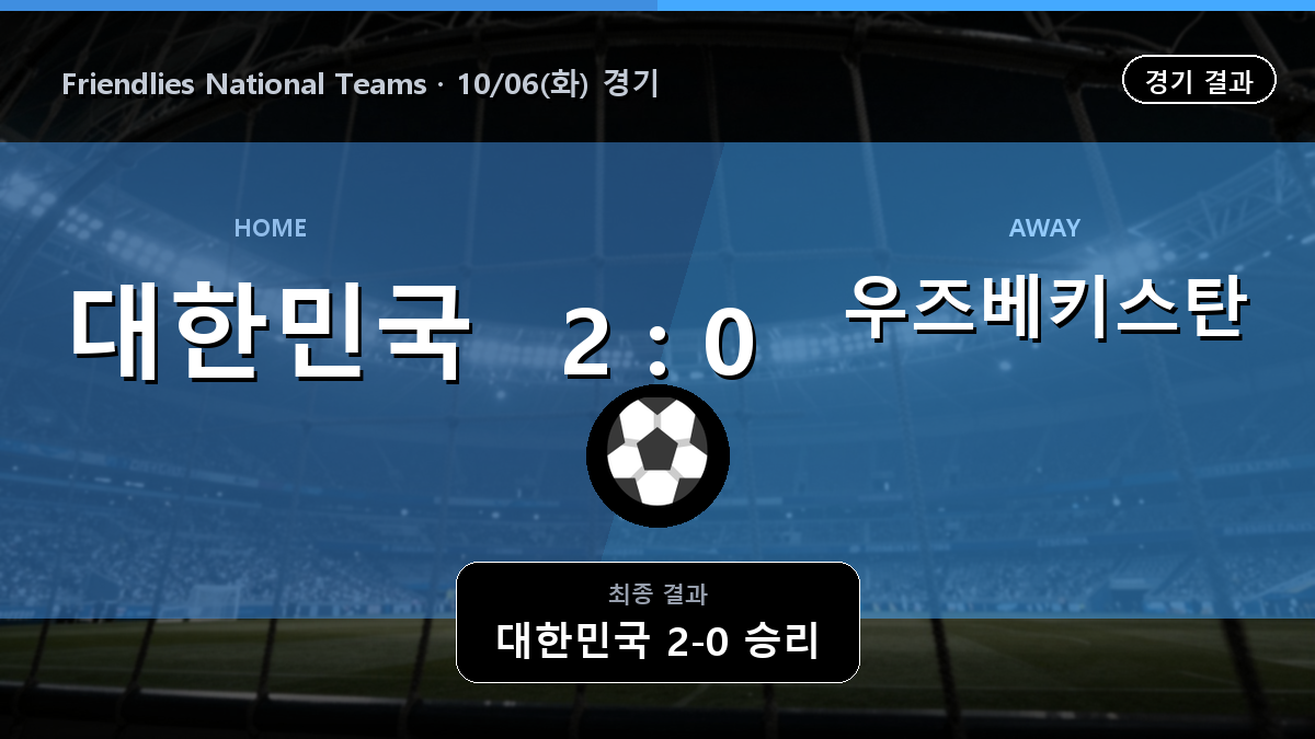대한민국 우즈베키스탄 Friendlies National Teams 경기 하이라이트 결과와 중계 정보