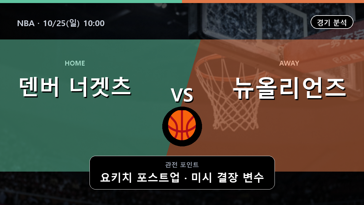 덴버 너겟츠 뉴올리언즈 펠리컨즈 NBA 경기 분석과 중계 정보