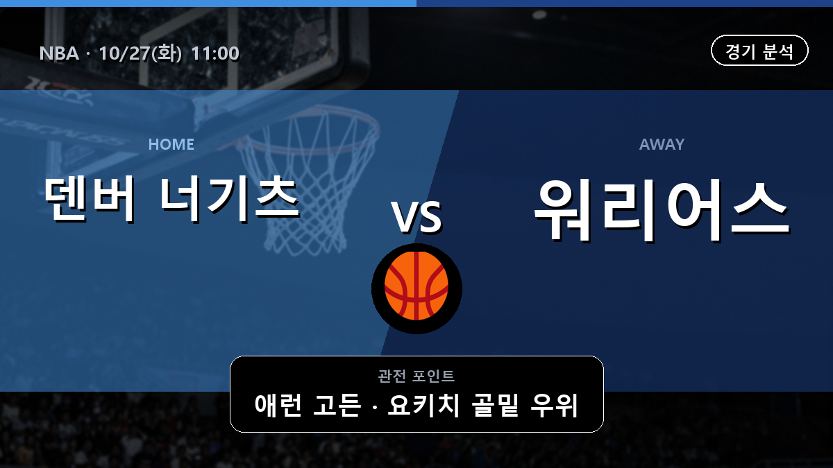 덴버 너기츠 골든스테이트 워리어스 NBA 경기 분석과 중계 정보
