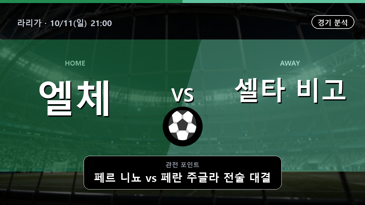엘체 셀타 비고 라리가 경기 분석과 중계 정보