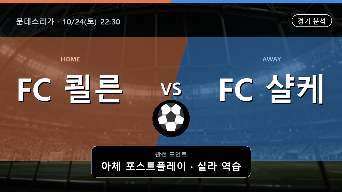 쾰른 샬케 04 분데스리가 경기 분석과 중계 정보