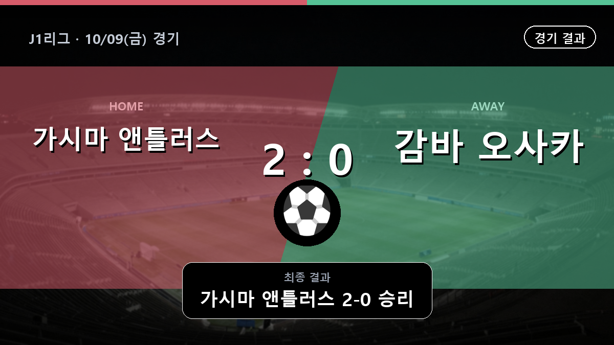 가시마 앤틀러스 감바 오사카 J1리그 경기 하이라이트 결과와 중계 정보