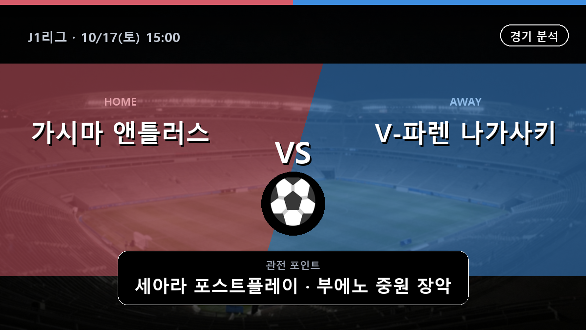 가시마 앤틀러스 V-파렌 나가사키 J1리그 경기 분석과 중계 정보