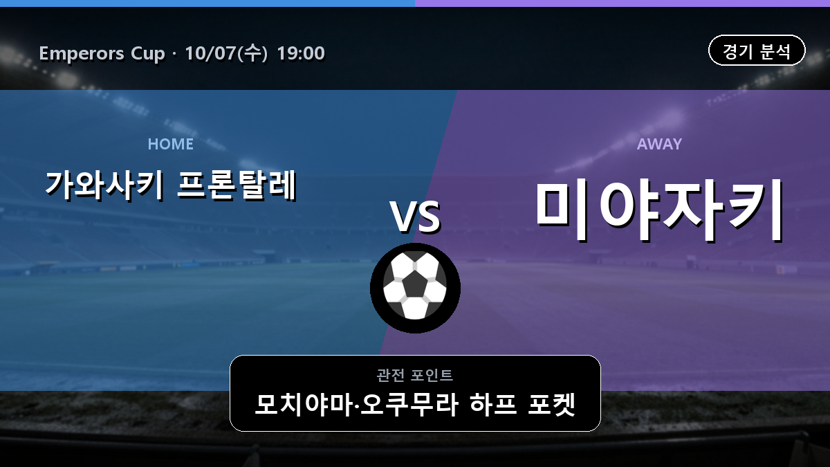 가와사키 프론탈레 미야자키 Emperors Cup 경기 분석과 중계 정보