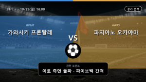 가와사키 프론탈레 파지아노 오카야마 J1리그 경기 분석과 중계 정보