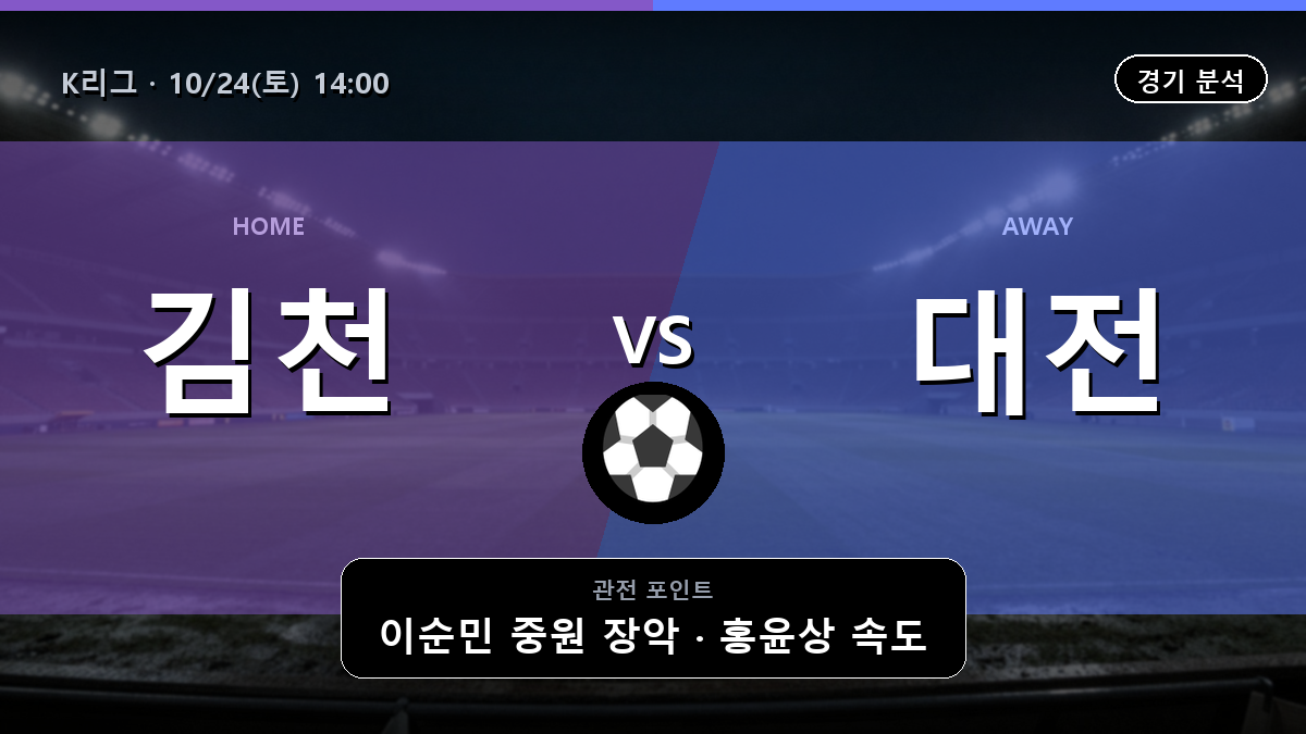 김천 상무 대전 하나시티즌 K리그 경기 분석과 중계 정보