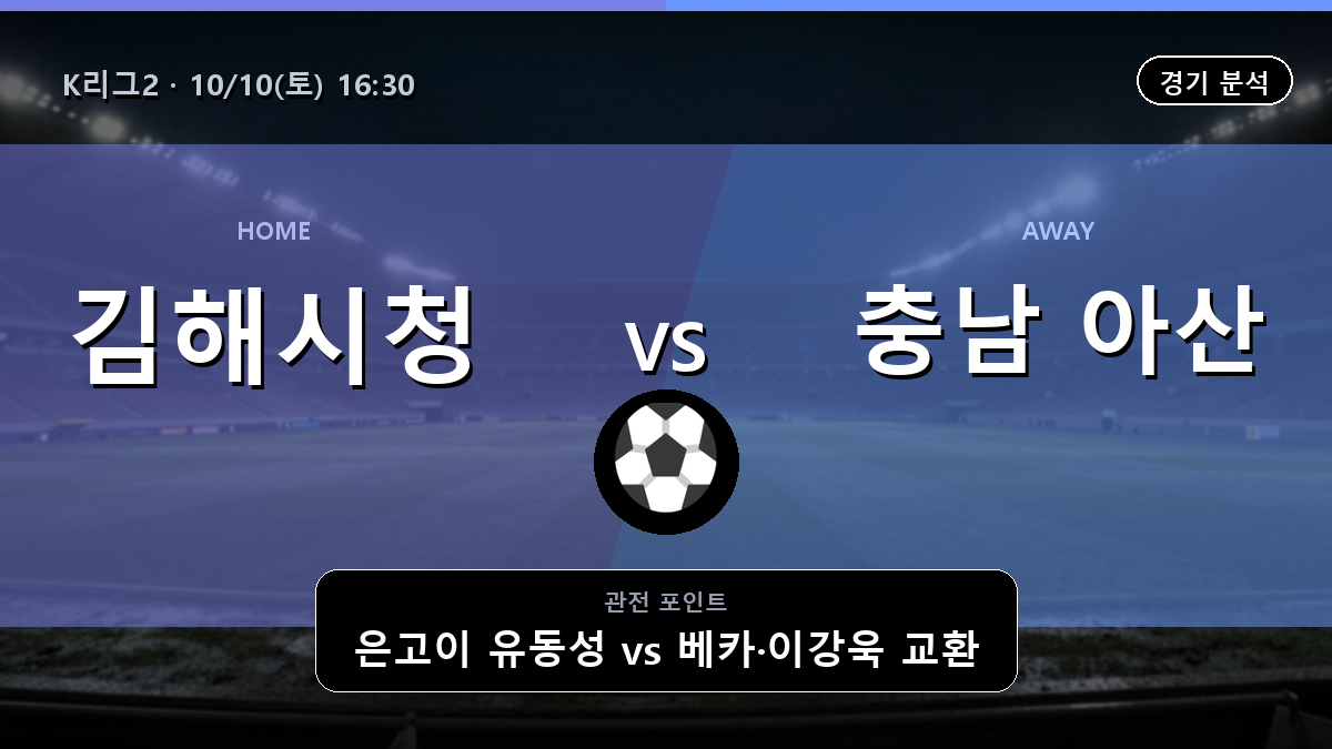김해시청 충남 아산 K리그2 경기 분석과 중계 정보