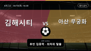 김해시티 아산 무궁화 K리그2 경기 분석과 중계 정보