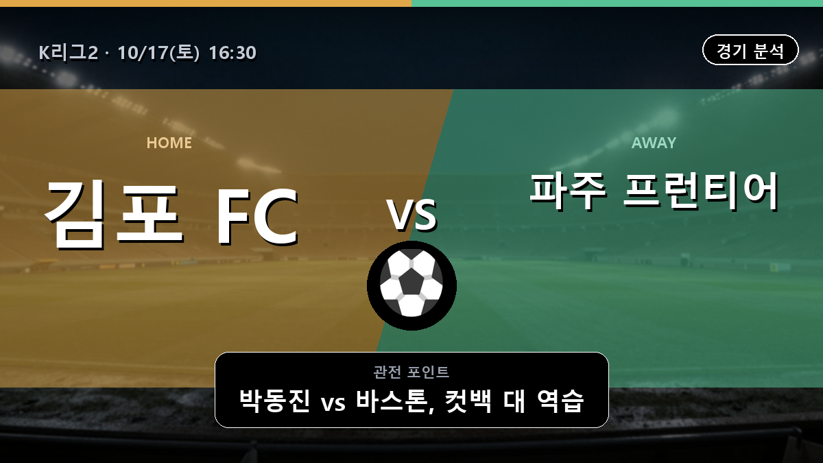 김포 파주 프런티어 K리그2 경기 분석과 중계 정보