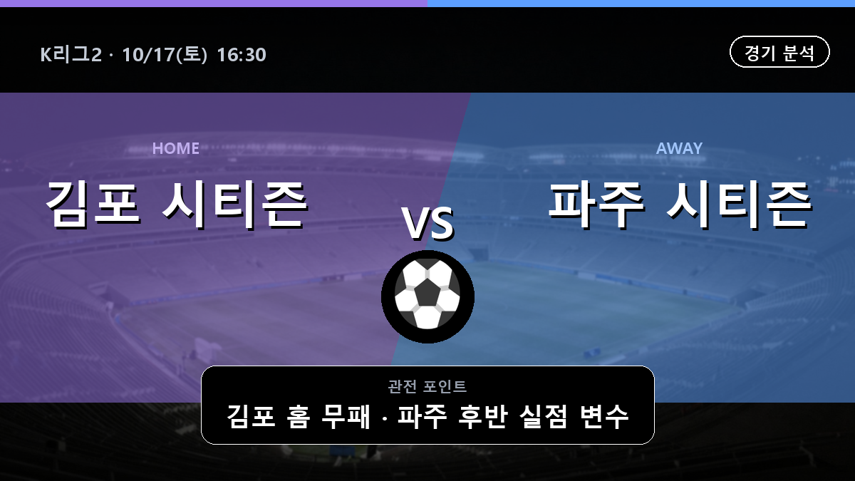 김포 시티즌 파주 시티즌 K리그2 경기 분석과 중계 정보