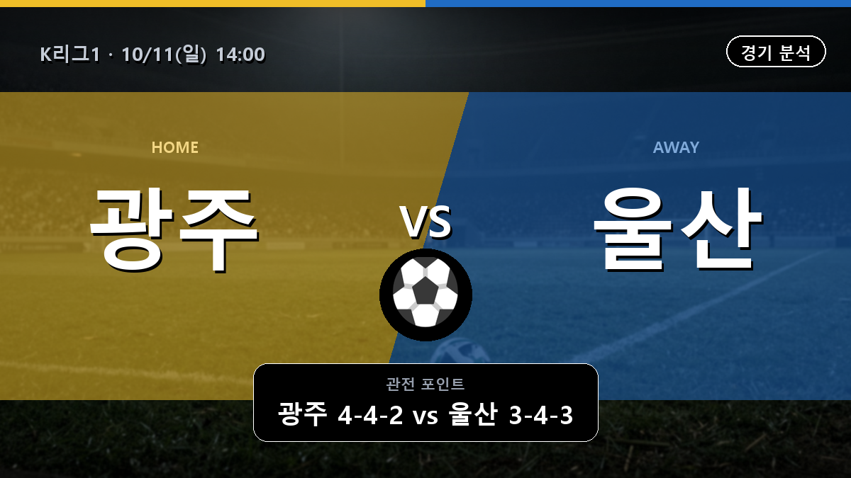 광주 울산 현대 K리그1 경기 분석과 중계 정보