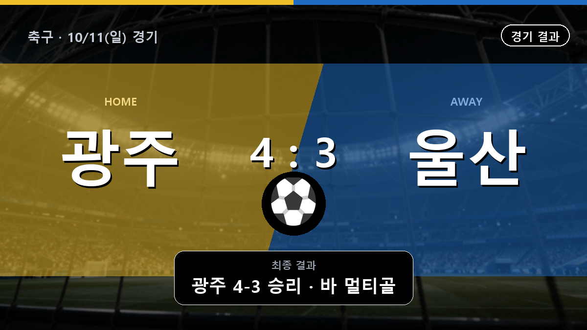 광주 울산 축구 경기 하이라이트 결과와 중계 정보